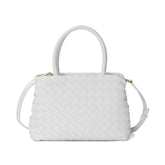 Woven Leather Structured Tote with Top Handles